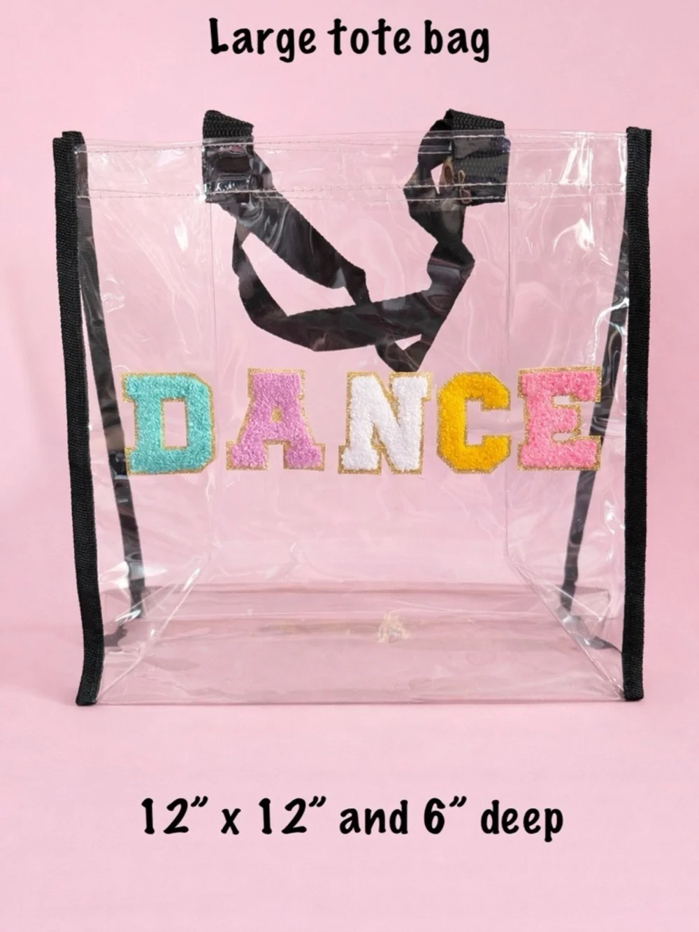 BRAND NEW Clear Tote Bag with Colorful DANCE Patch Dance bag